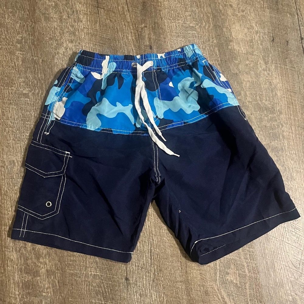 QRANSS Blue Camo Swim Trunks
